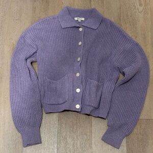 Madewell Lavender Collared Cardigan Sweater